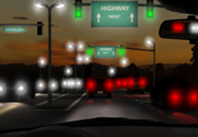 夜間のハロー・グレア